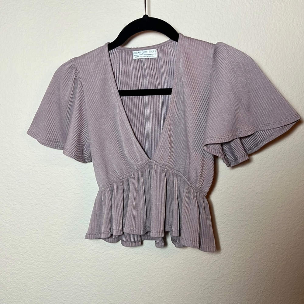 Urban Outfitters Rori Ribbed Plunging Babydoll Top Lavender Size XS